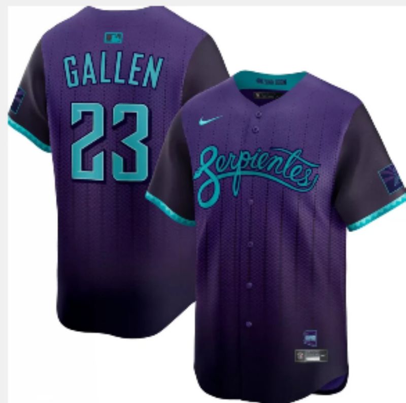 Men 2025 Arizona Diamondback 23 Gallen Purple Joint Name Nike MLB Jersey style 14